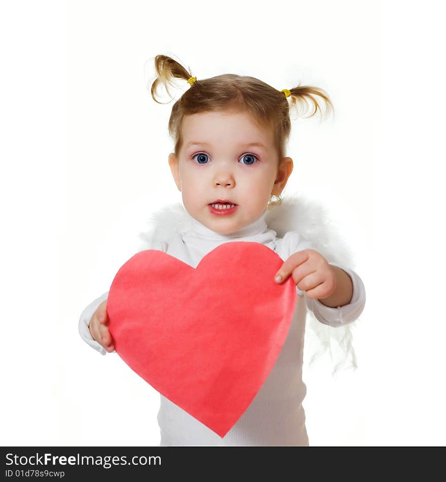 Stock photo: an image of a little cupid with a heart. Stock photo: an image of a little cupid with a heart