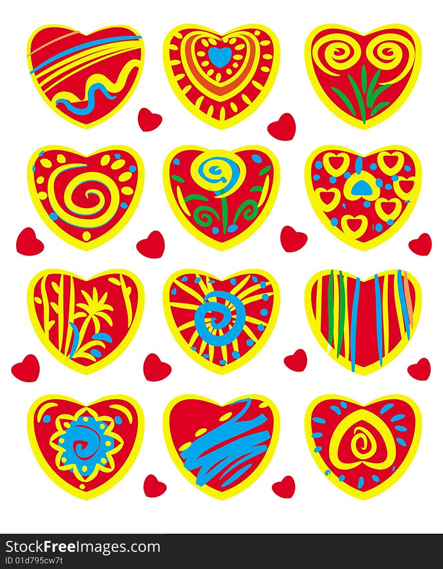 Stylized hearts for design