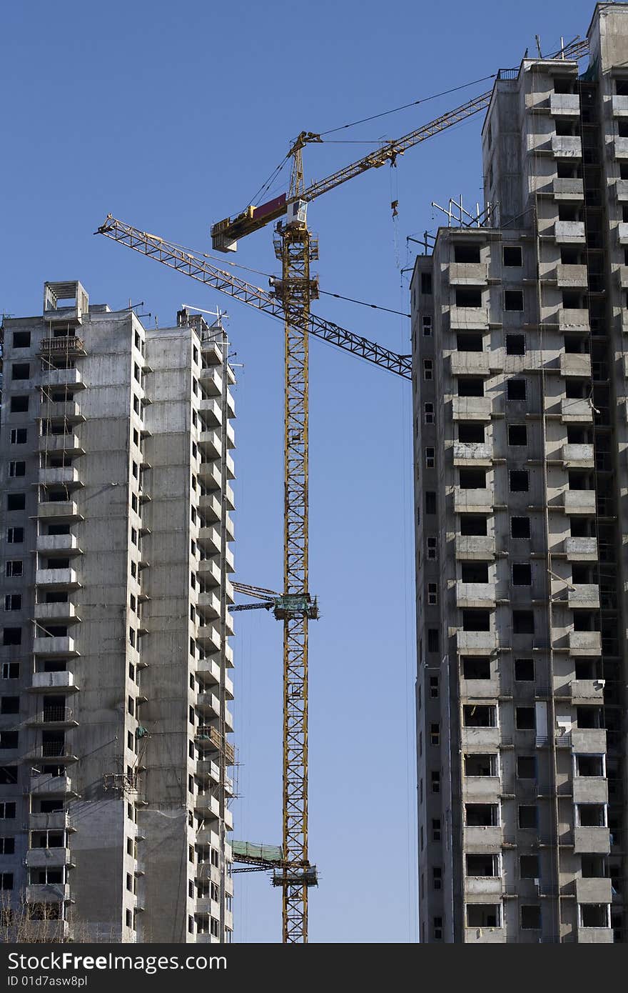 The crane which builds a building. The crane which builds a building