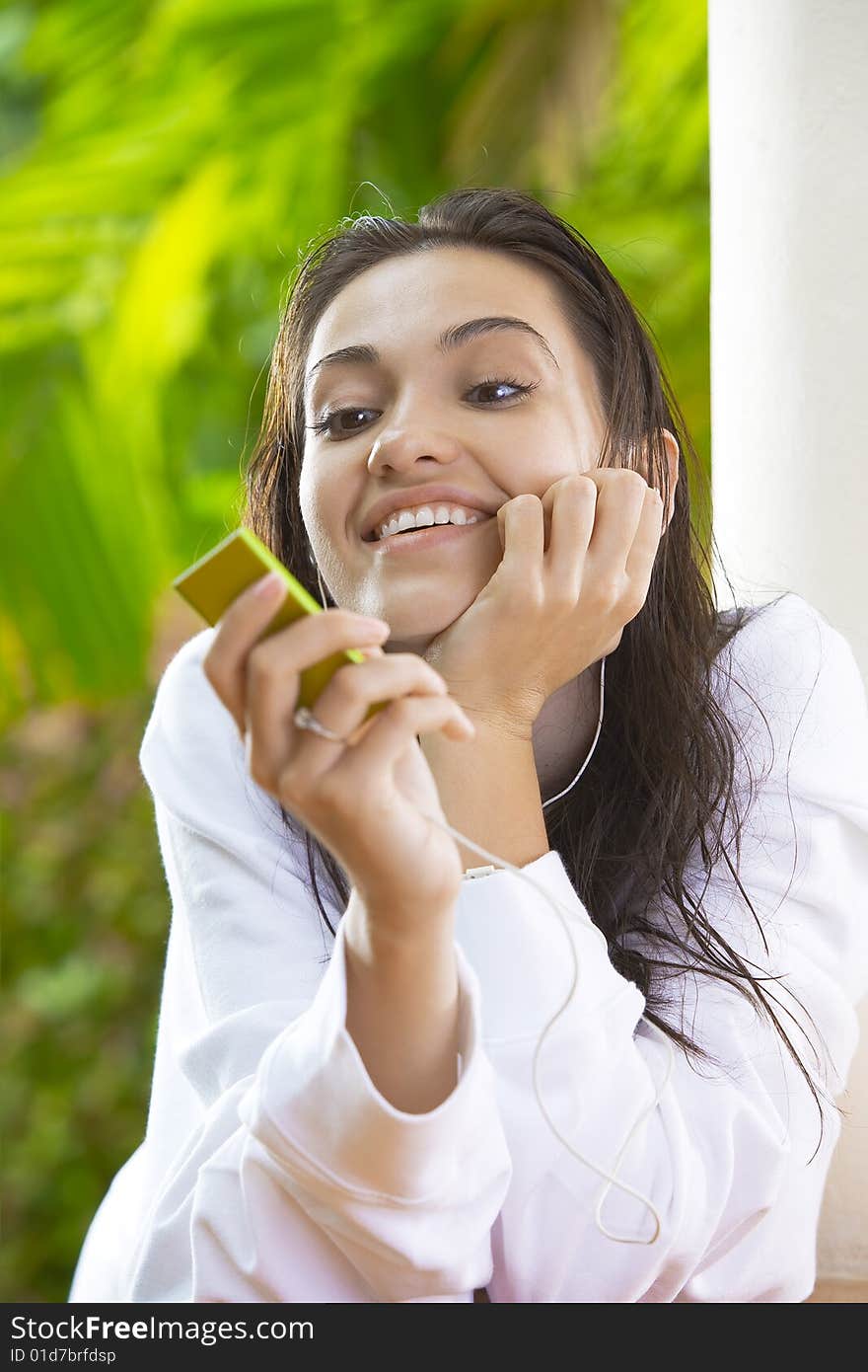 Portrait of young pretty woman in summer environment. Portrait of young pretty woman in summer environment