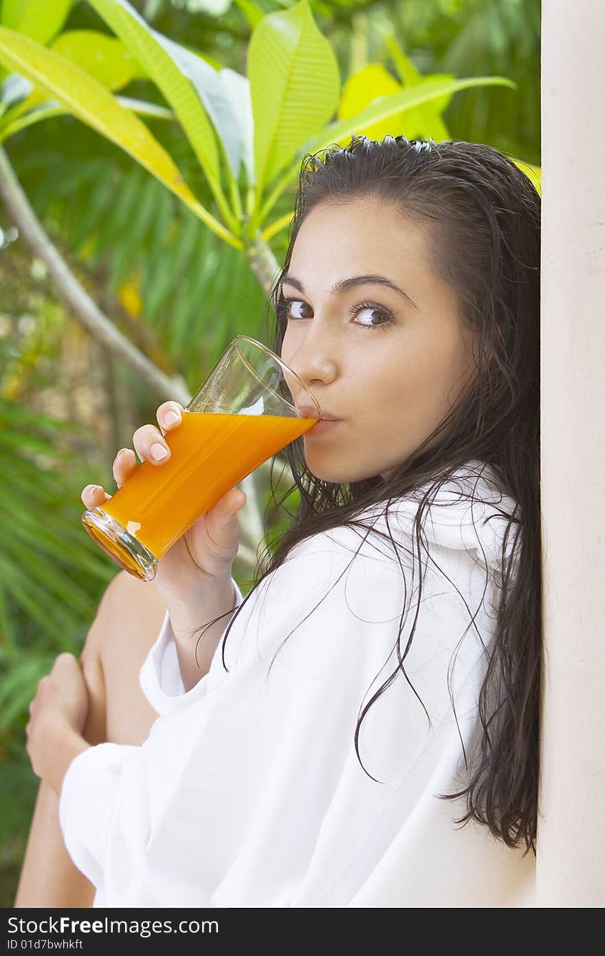 Portrait of young pretty woman in summer environment. Portrait of young pretty woman in summer environment