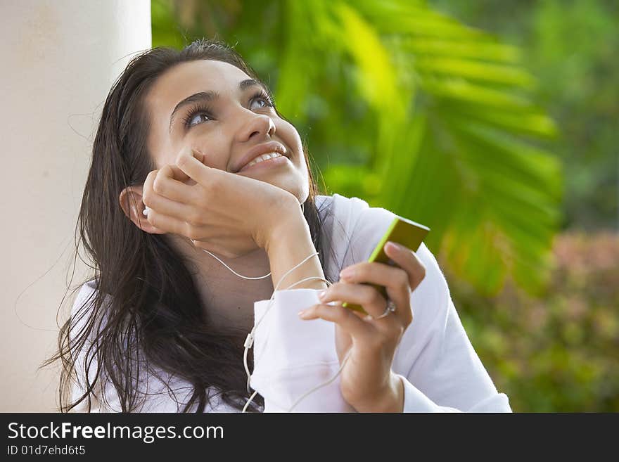 Portrait of young pretty woman in summer environment. Portrait of young pretty woman in summer environment