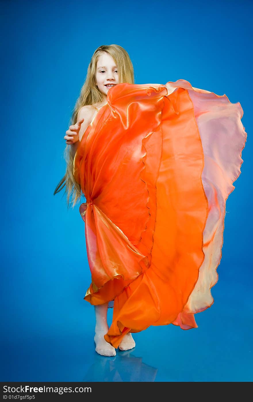 Cute Little Girl In Orange Dress