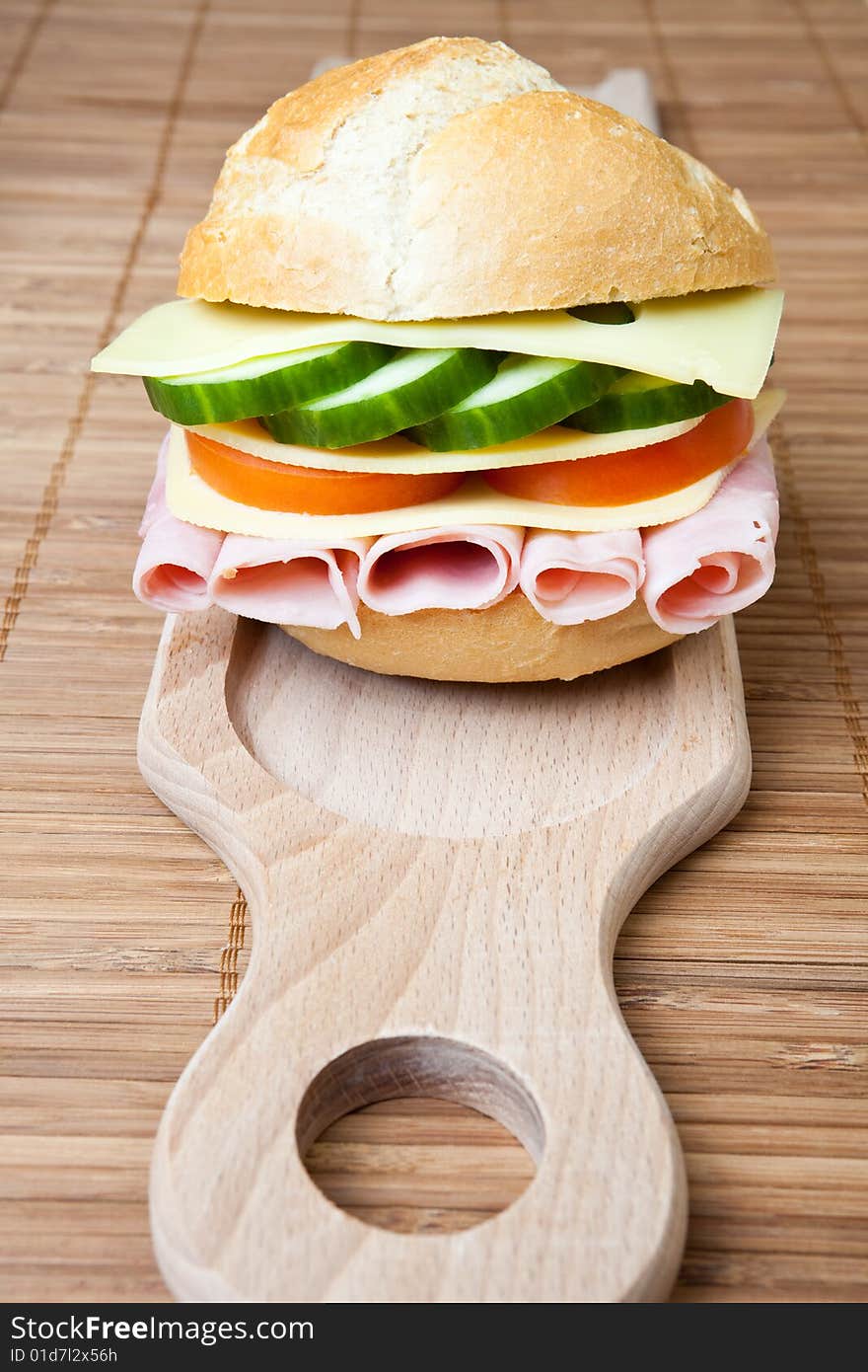 Delicious ham, cheese and salad sandwich