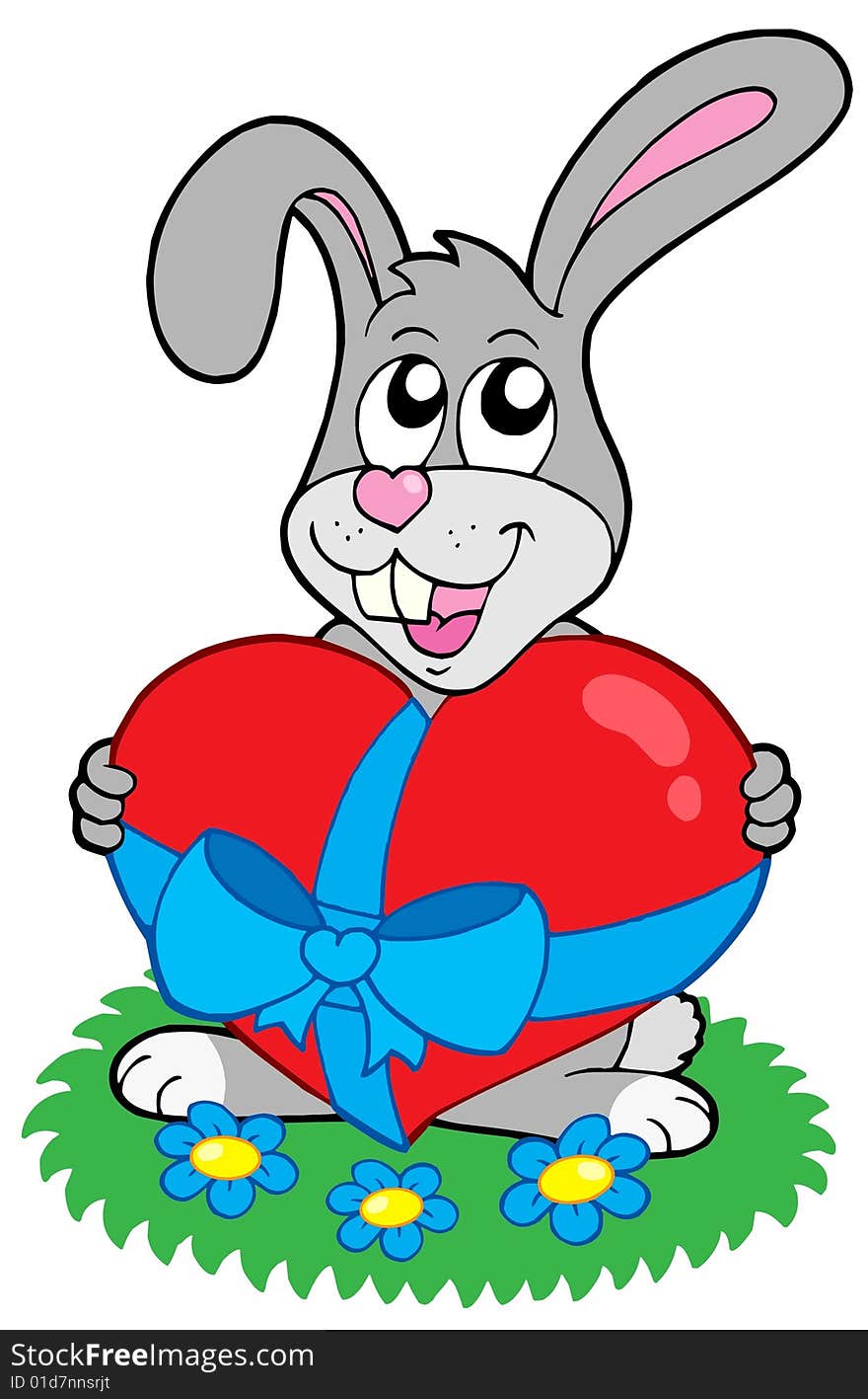 Valentine rabbit with heart - vector illustration.