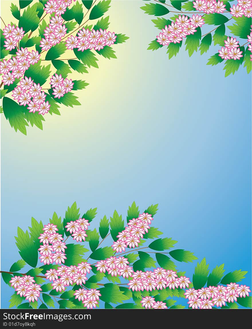 The vector illustration contains the image of spring tree