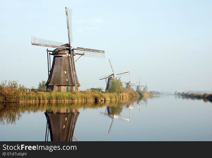 Windmills in Kinderdijk near Rotterdam (Holland)