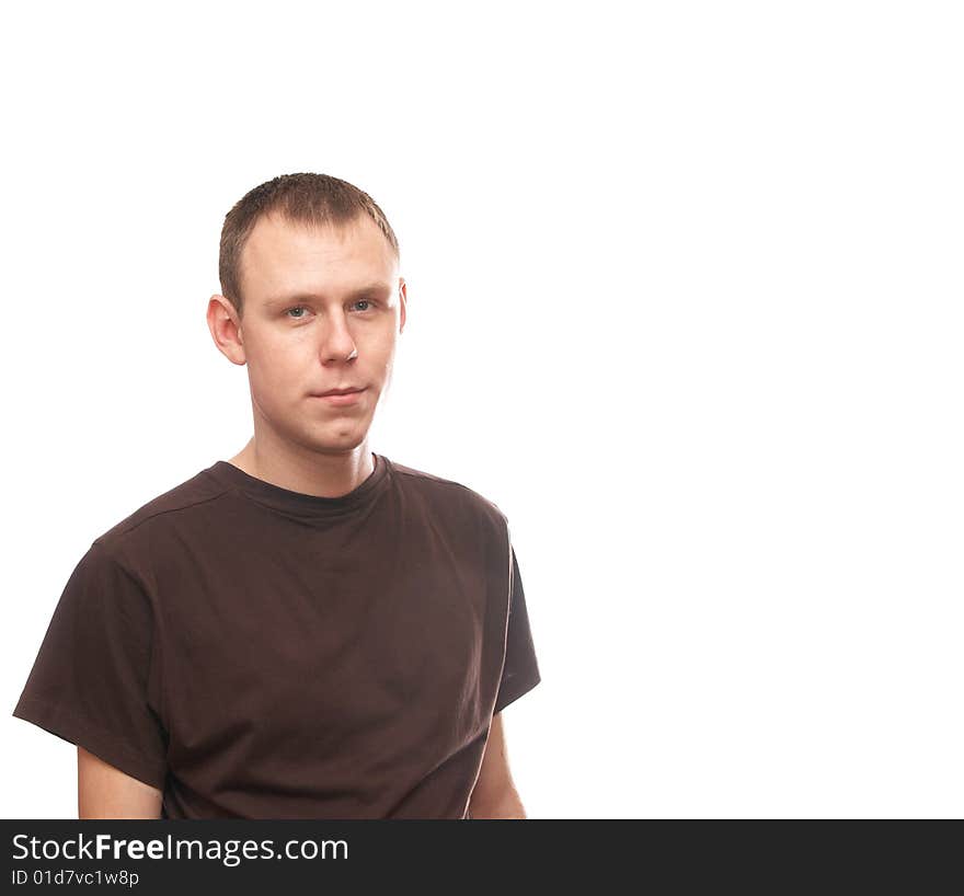 Thoughtful young man  on the white background