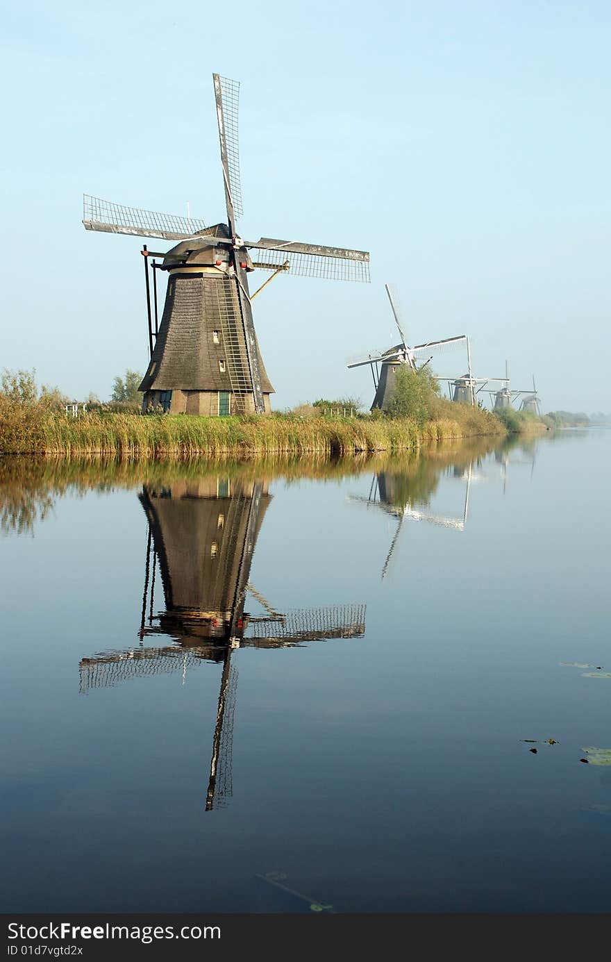 Windmills in Kinderdijk near Rotterdam (Holland)