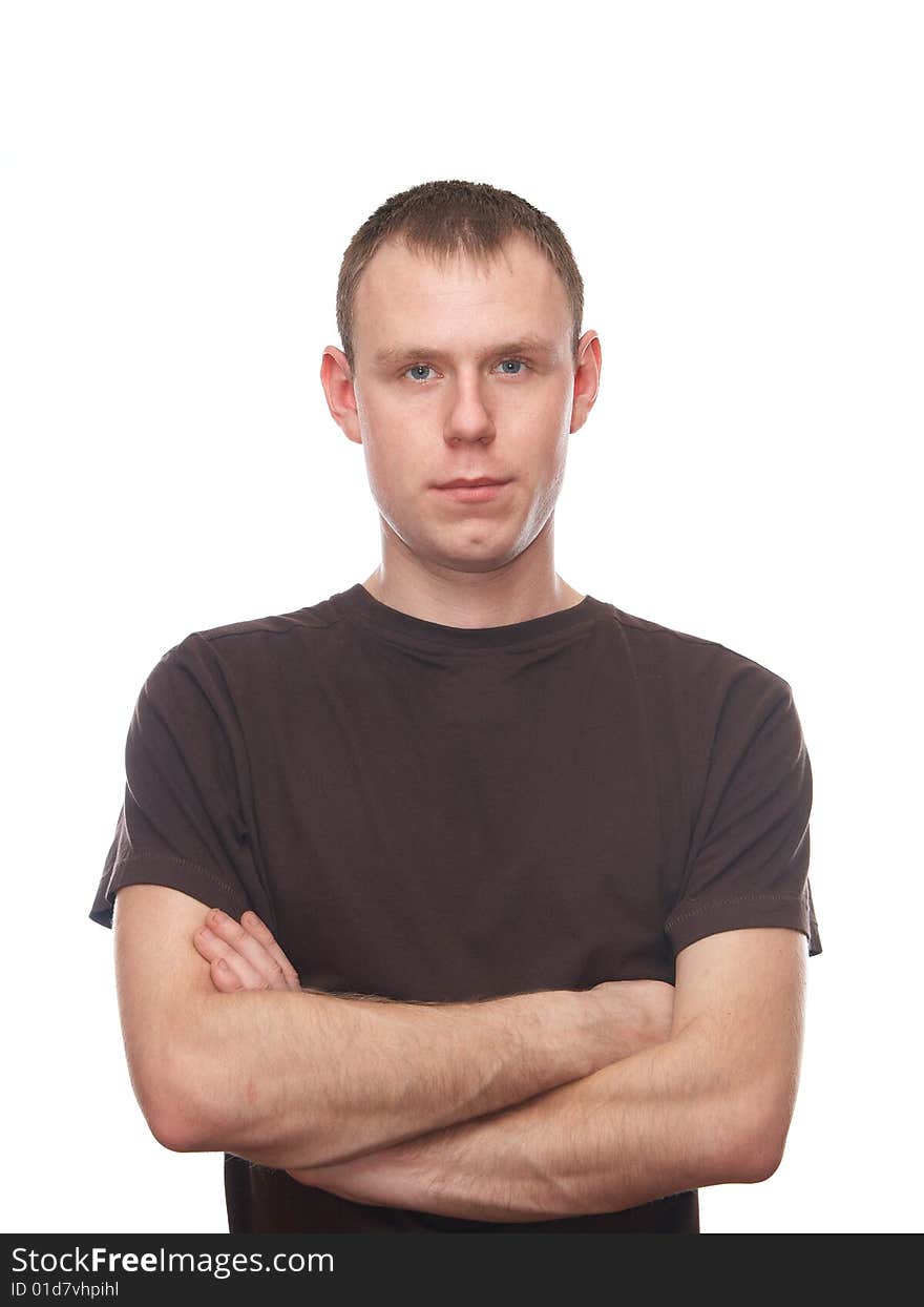 Thoughtful young man  on the white background