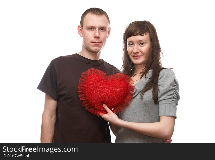 Young man and  young woman on the white background. Young man and  young woman on the white background