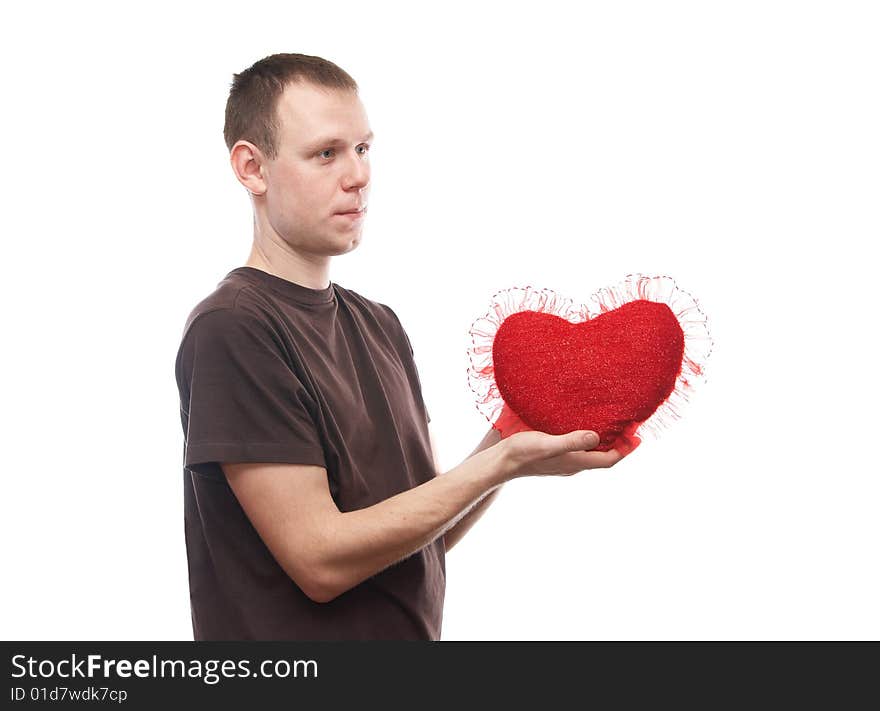 Young man on the white background