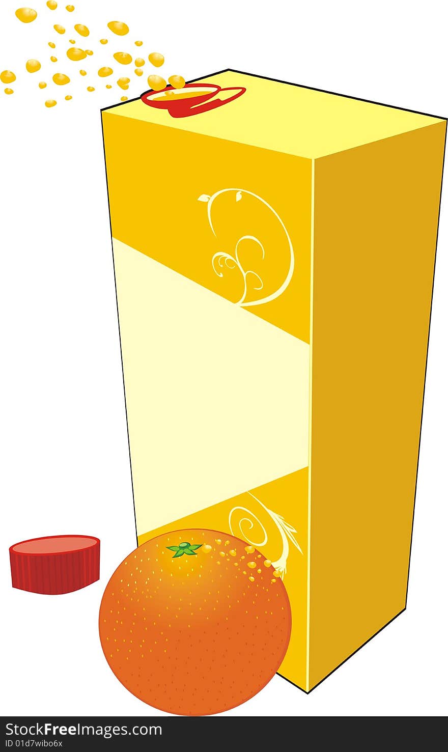 Orange And Opened Packing With Juice