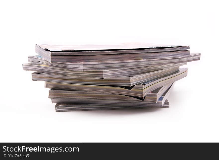 Magazines on a white background