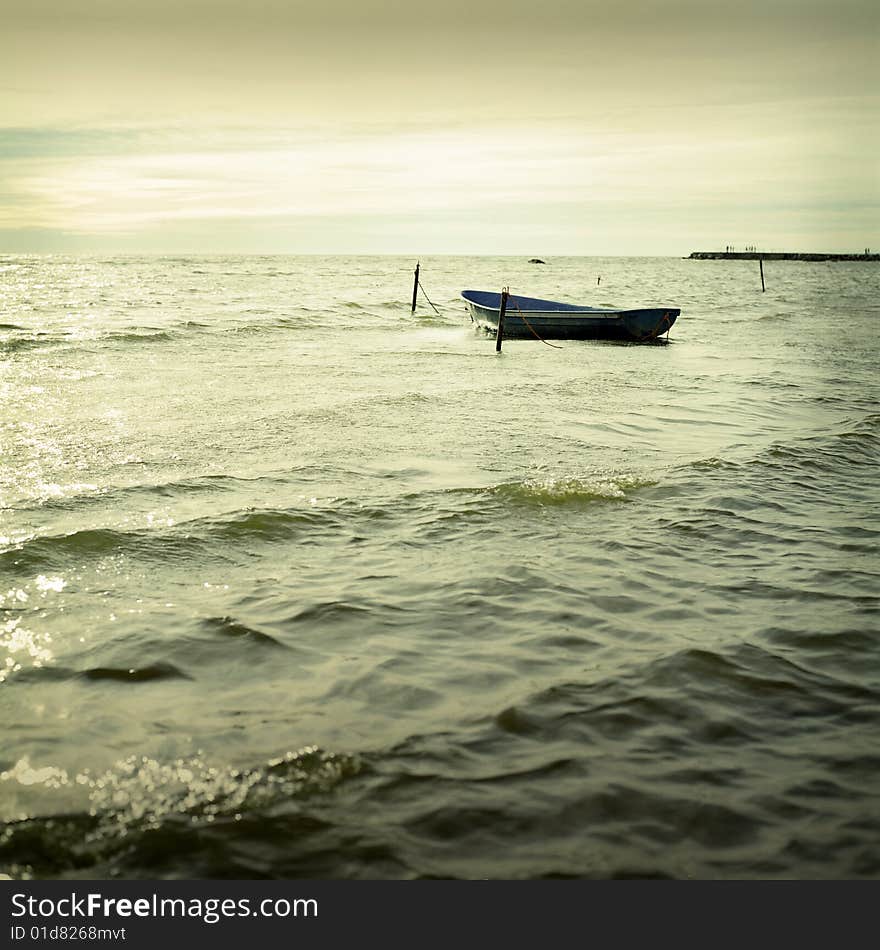 Fisherman's boat and sea