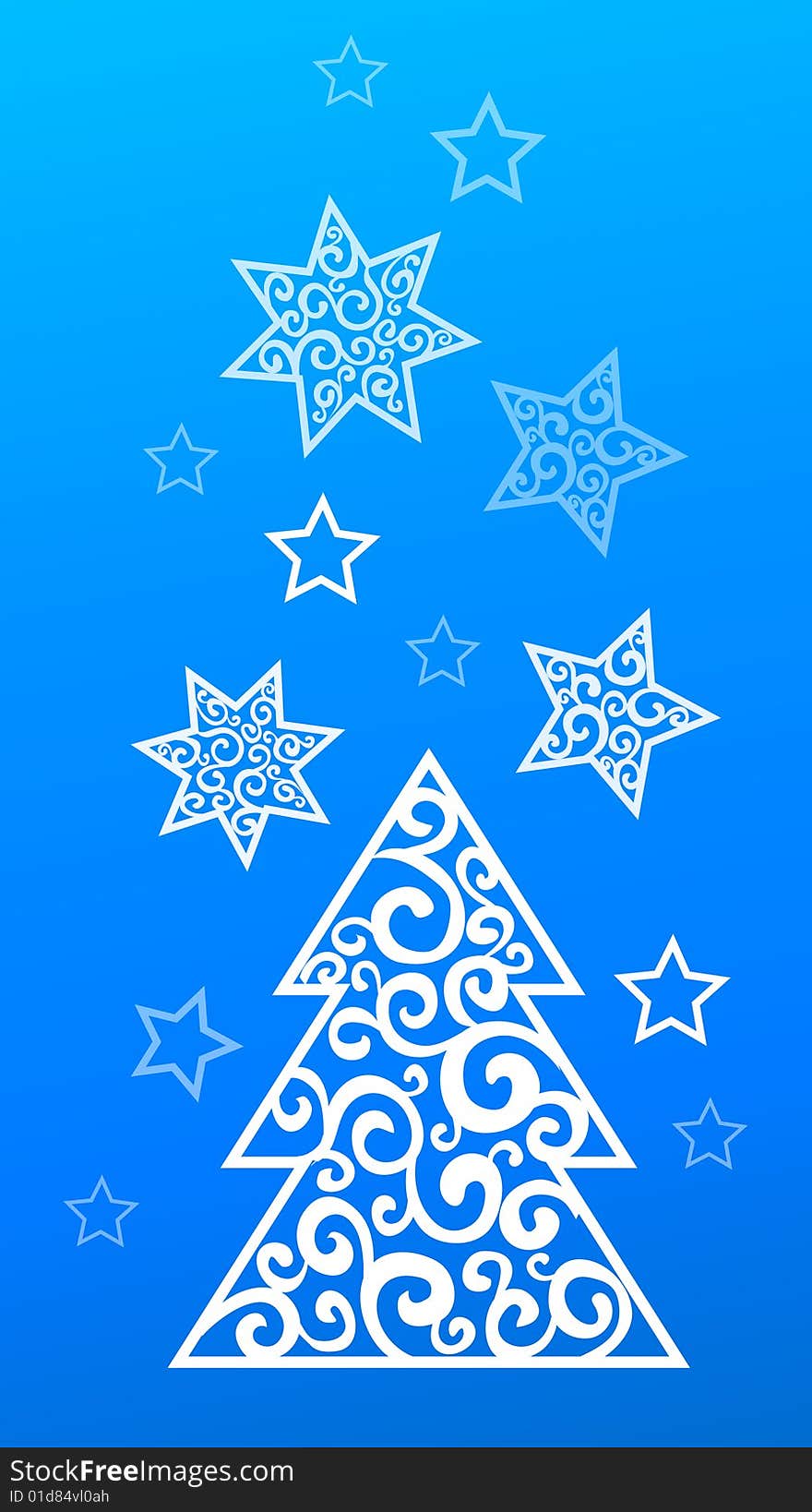 Vector christmas tree and stars