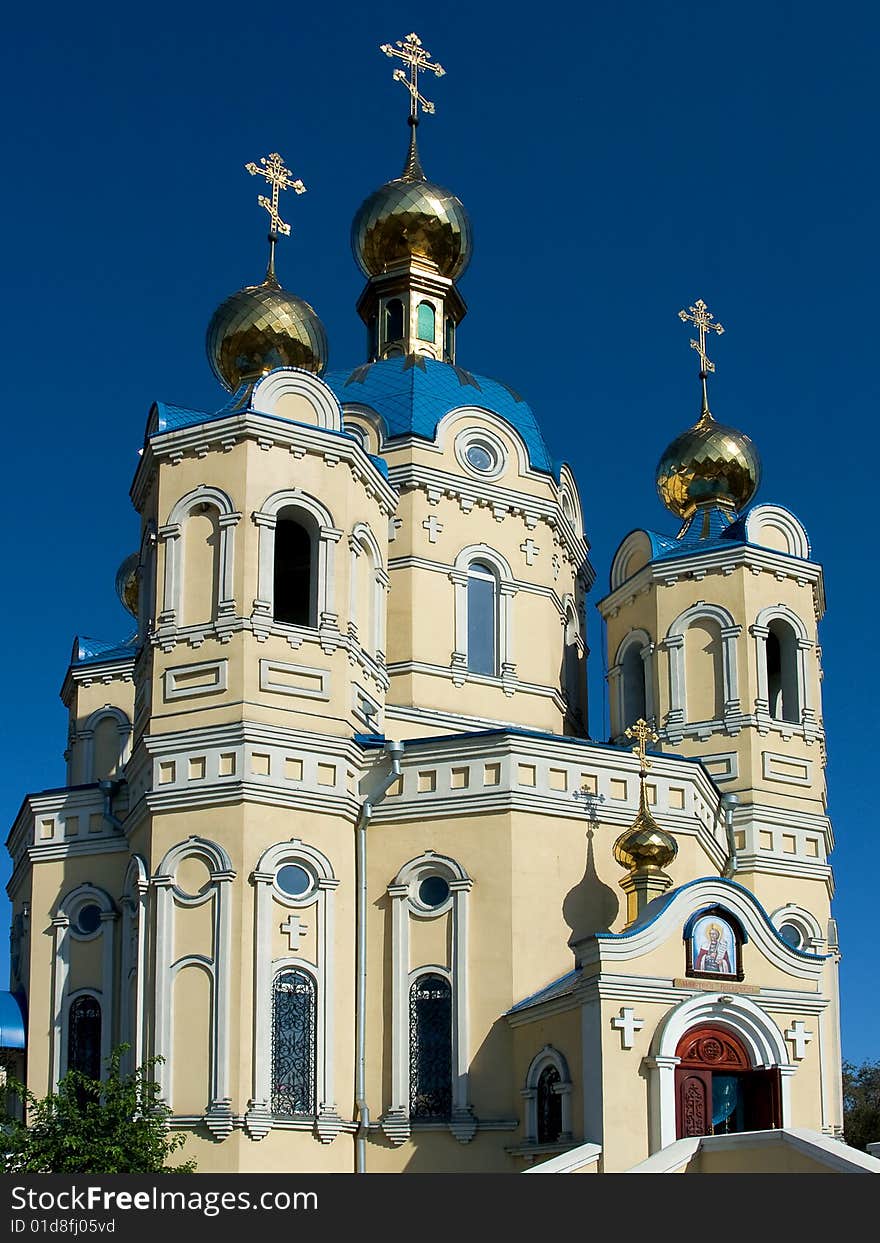 Image of orthodox church with the golden domes