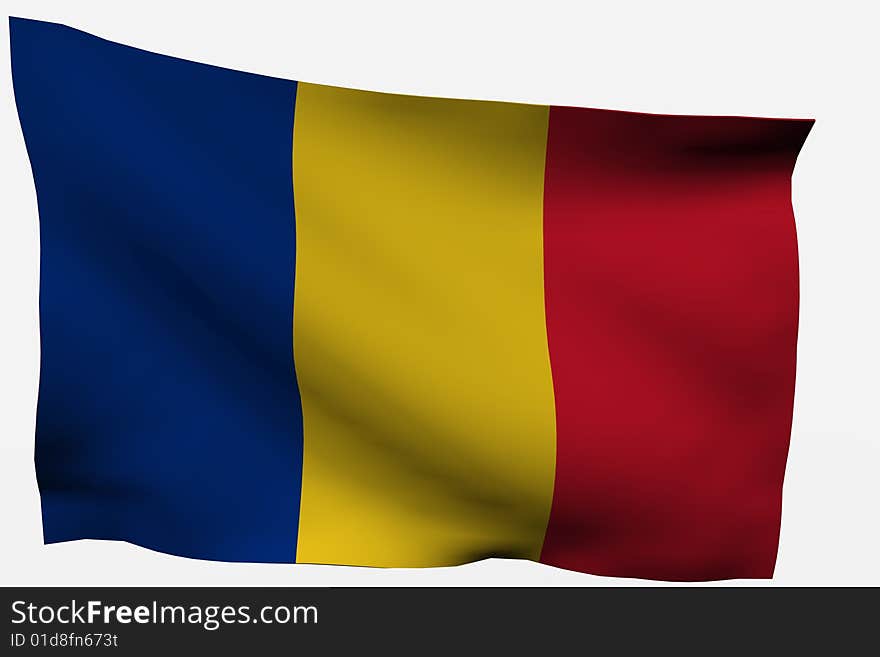 Romania 3d flag isolated on white background