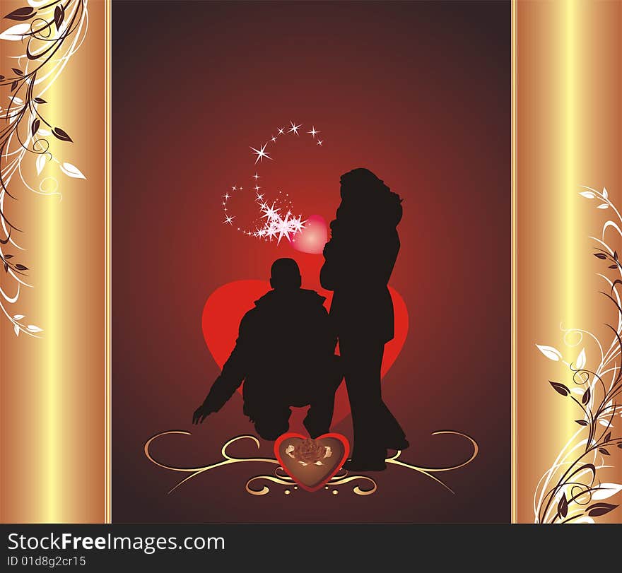 Silhouettes of woman and man. Wrapping for candies. Vector illustration