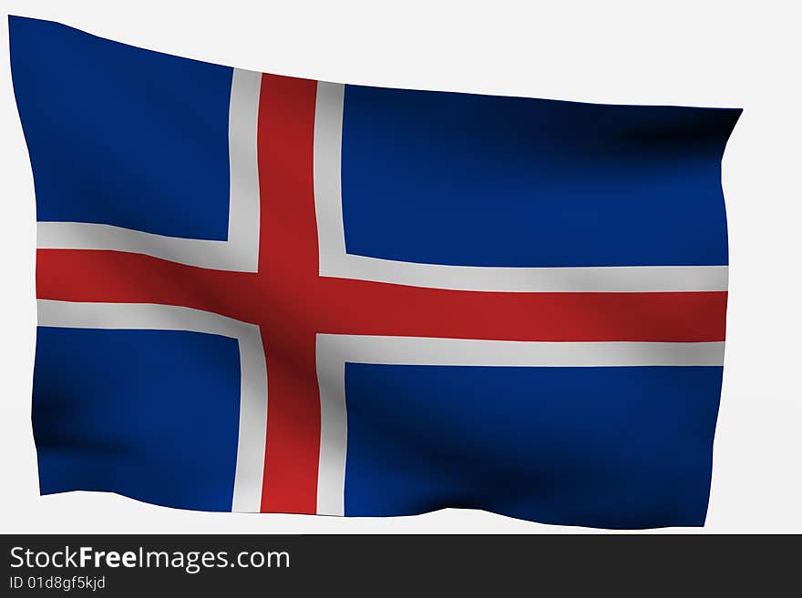 Iceland 3D Flag