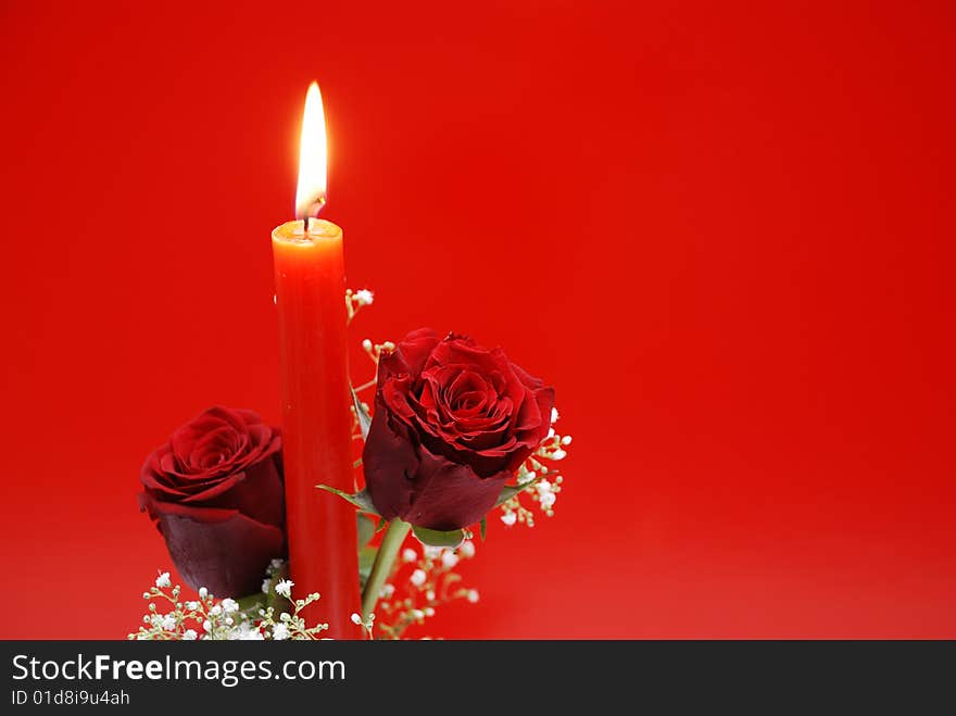 Red Roses with candle