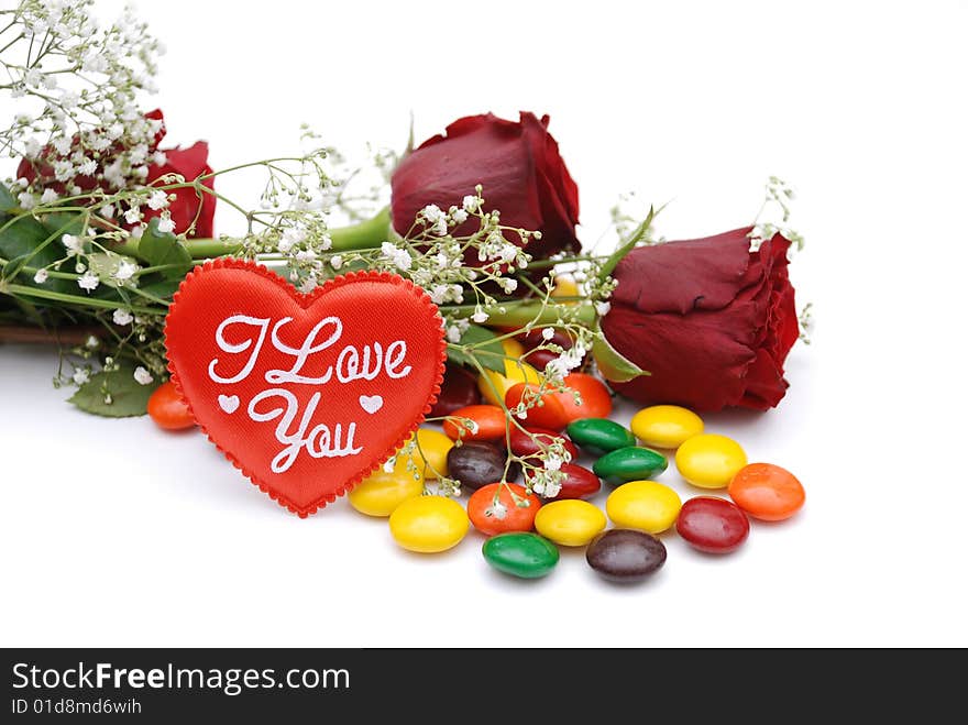 Two Red Roses isolated on white