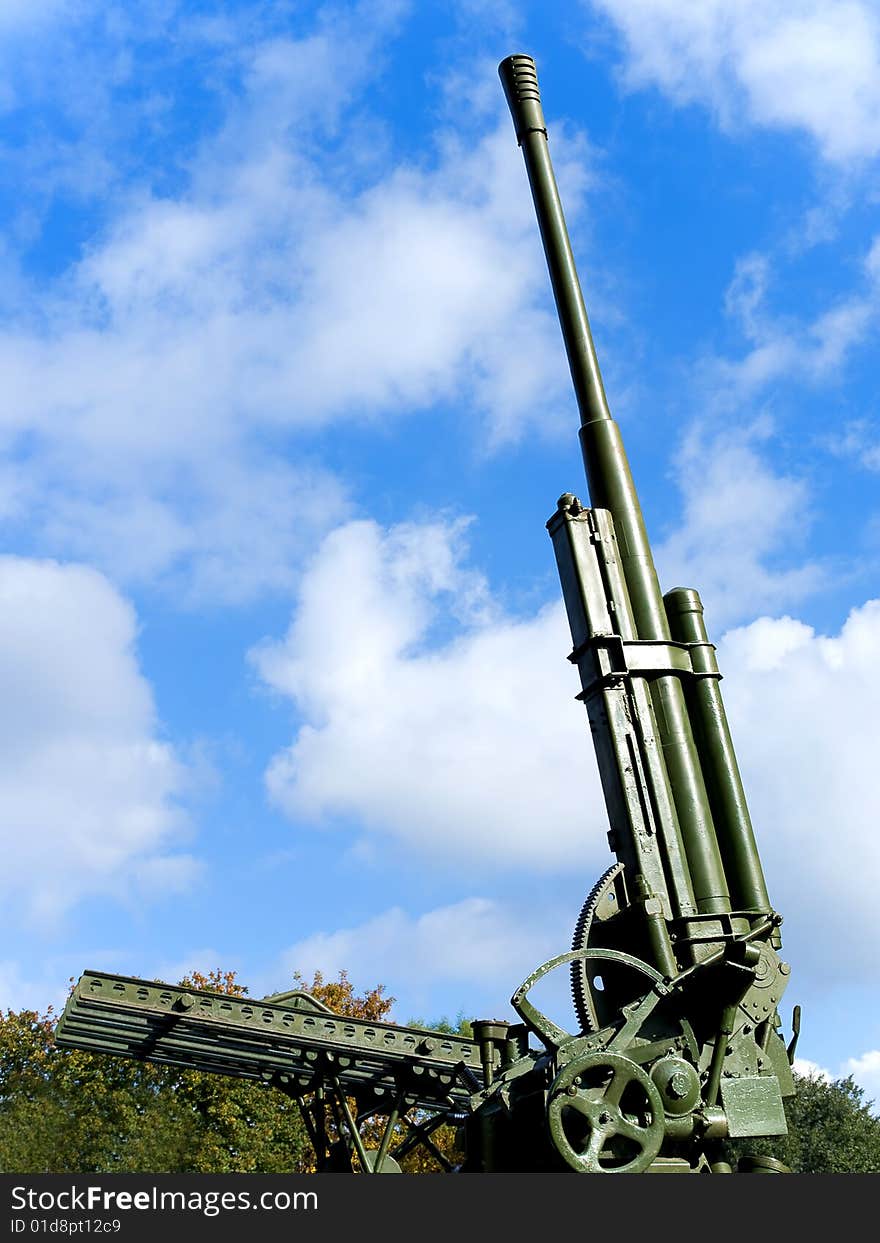 Image of anti-aircraft gun of wwii with clipping path. Image of anti-aircraft gun of wwii with clipping path