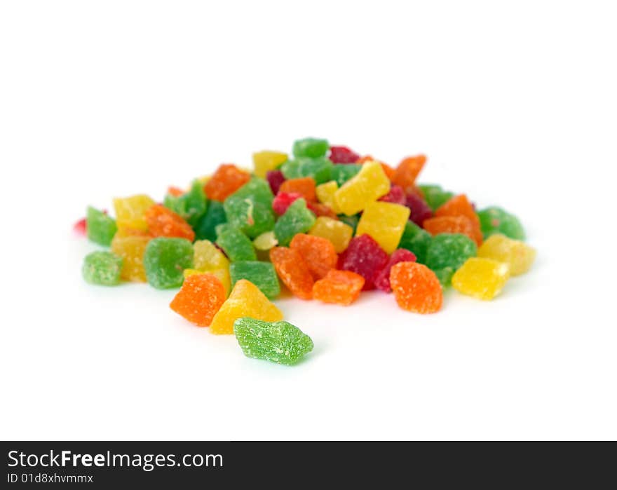 Sweet candied fruit isolated on a white background. Sweet candied fruit isolated on a white background