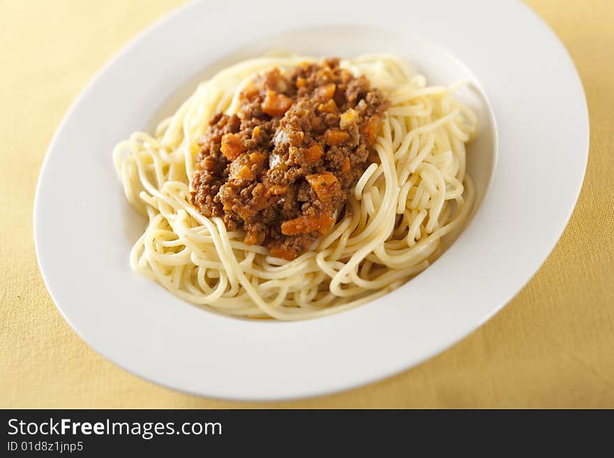 Plate with italian pasta, Spaghetti Bolognese