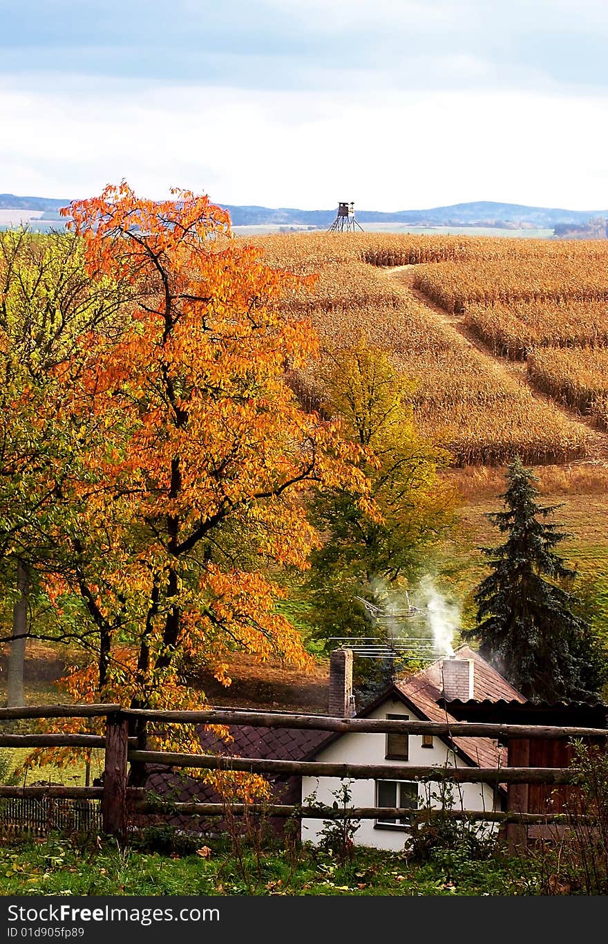 Autumn scenery in Bohemian countryside.