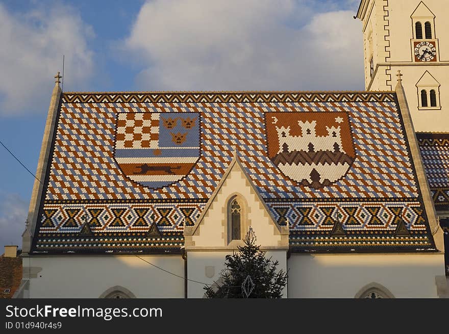 The St. Mark´s Church in Zagreb with colorful  tiled rooftop. The St. Mark´s Church in Zagreb with colorful  tiled rooftop.