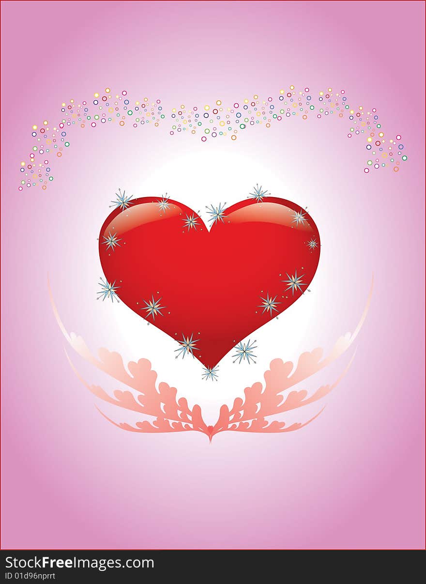 Illustration of red heart on gradient background