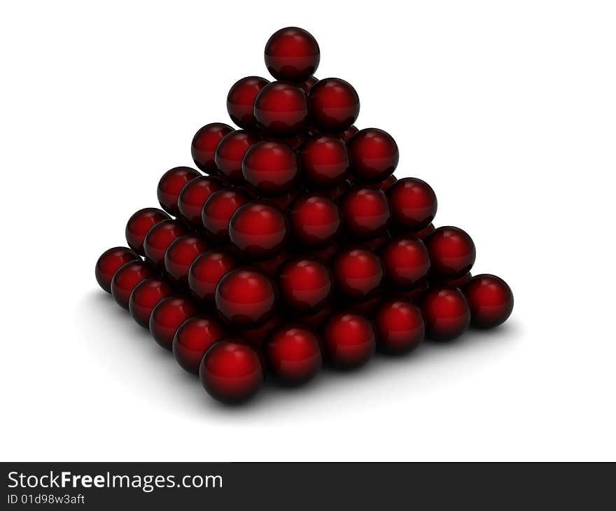 Abstract 3d illustration of spheres pyramid over white