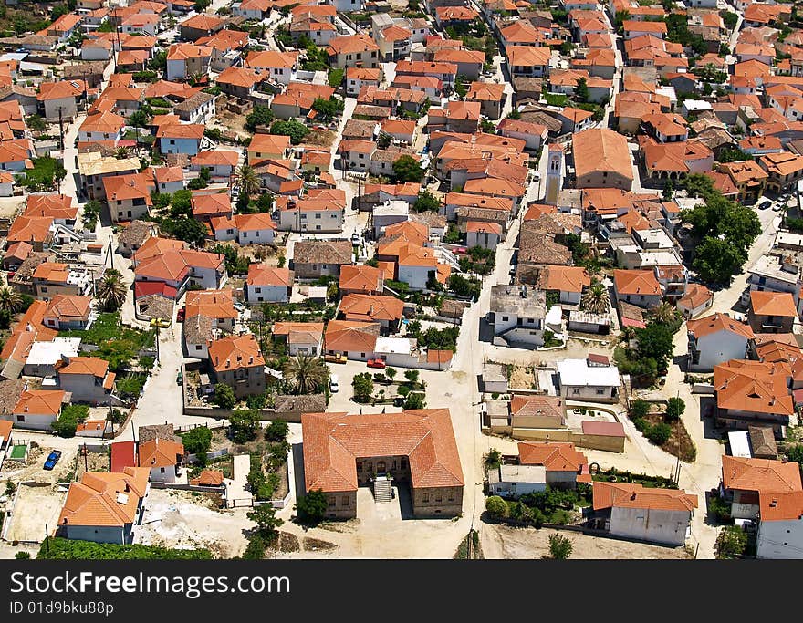 Greek village, aerial view