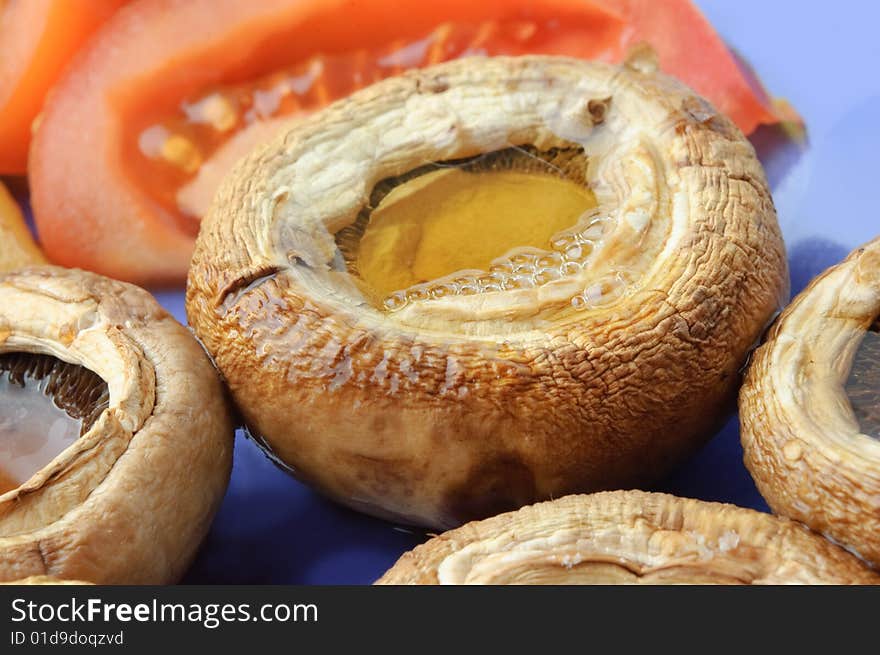 Grilled mushrooms macro