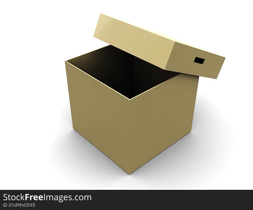 3d illustration of half-opened box over white background. 3d illustration of half-opened box over white background