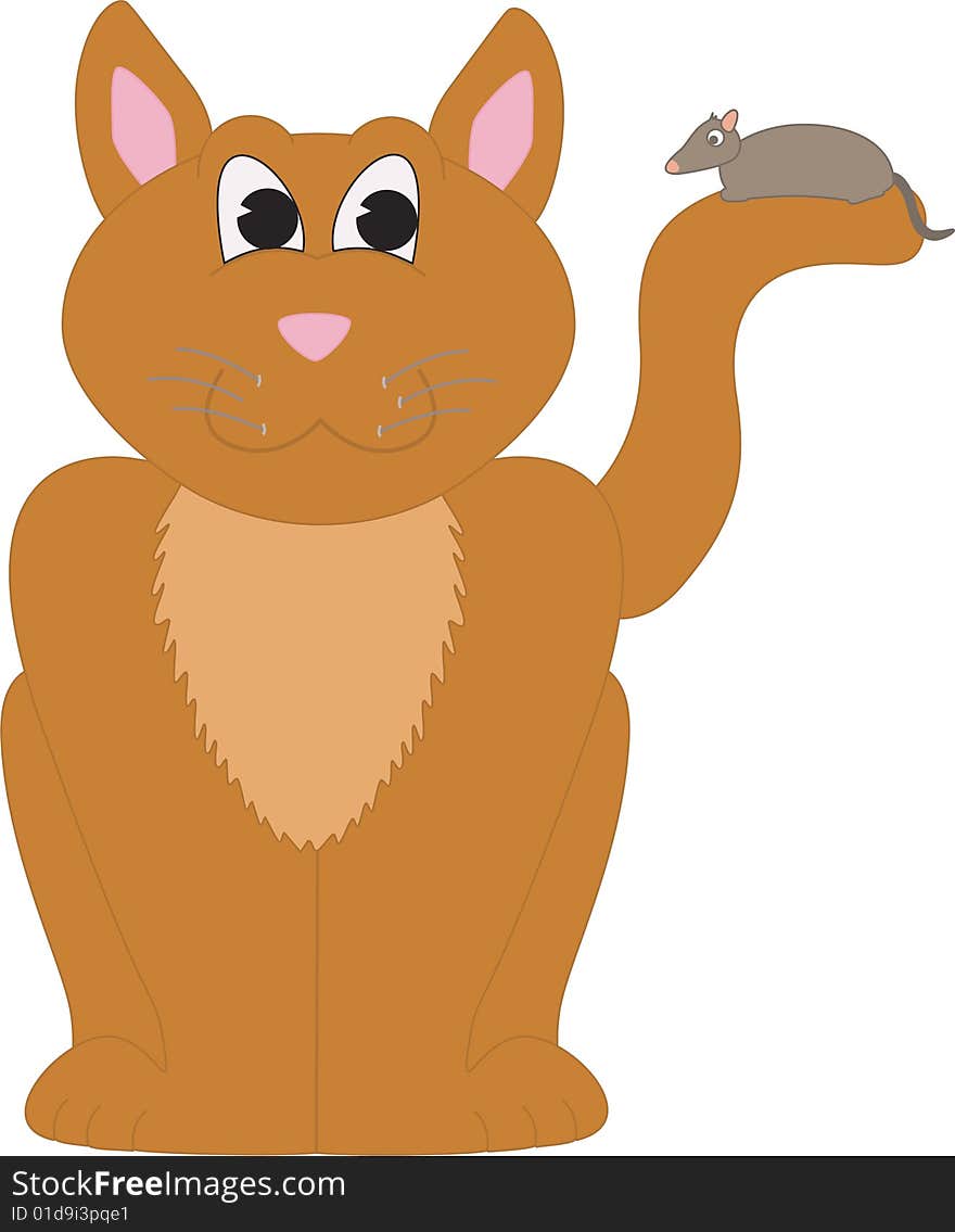 A cat is holding a mouse on its tail. A cat is holding a mouse on its tail.