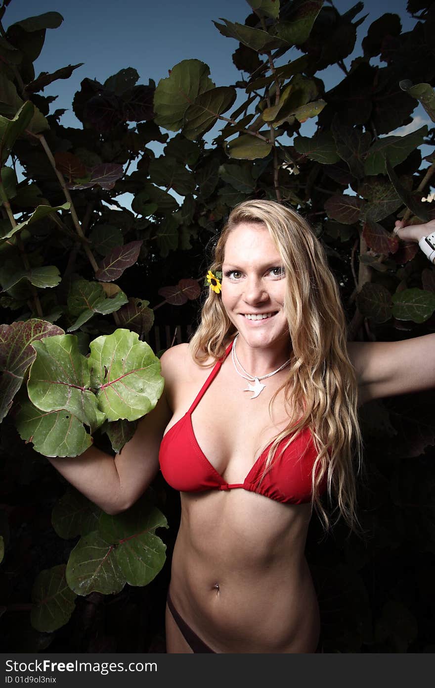 Young woman posing in a nature scene