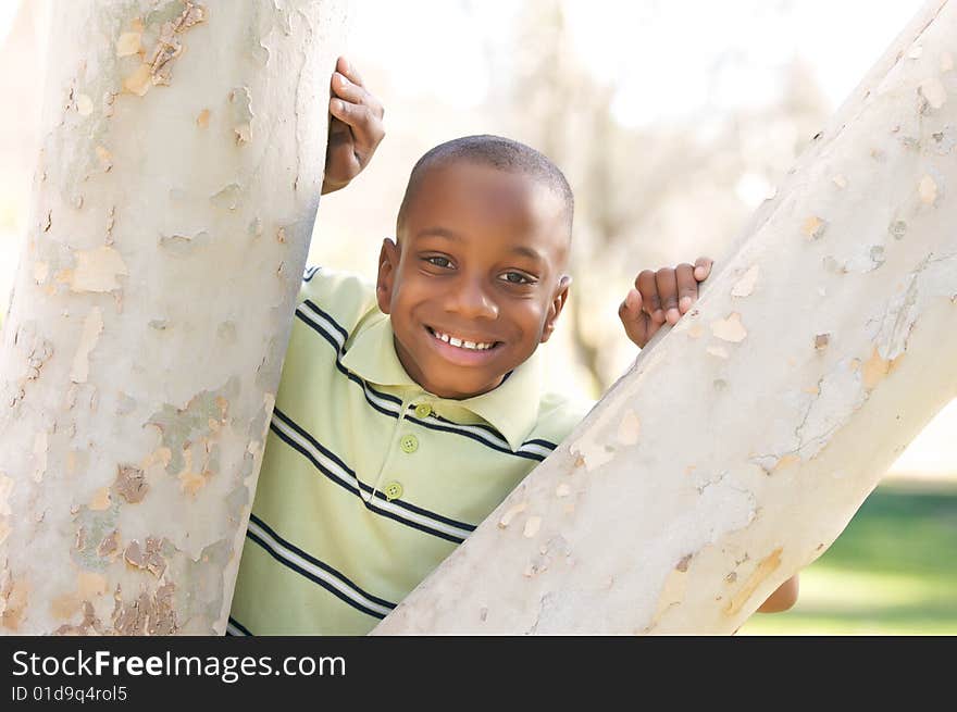 Young Boy Having Fun In The Park