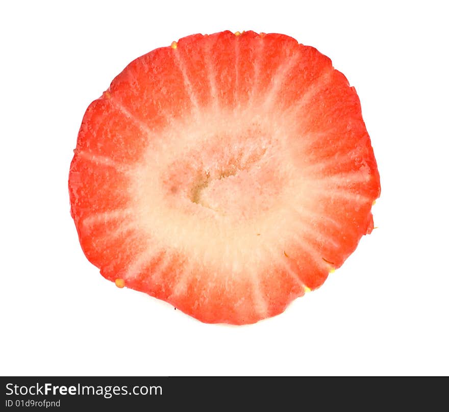 Section of strawberriy isolated on white background