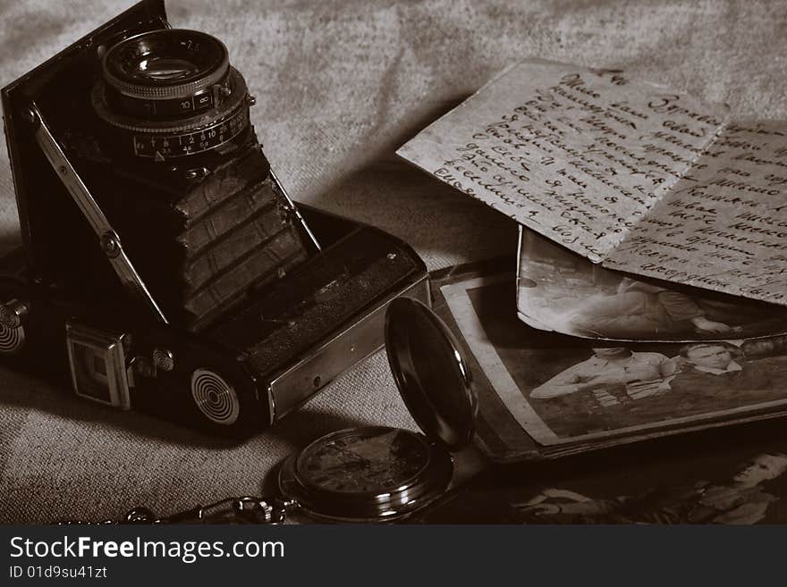 Old fashioned objects. Shot in a studio. Old fashioned objects. Shot in a studio