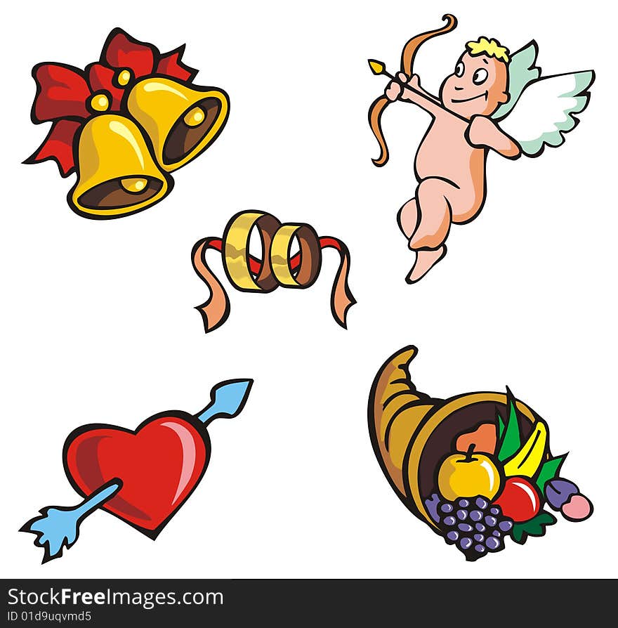 Set of Valentine's pictures, vector illustration. Set of Valentine's pictures, vector illustration