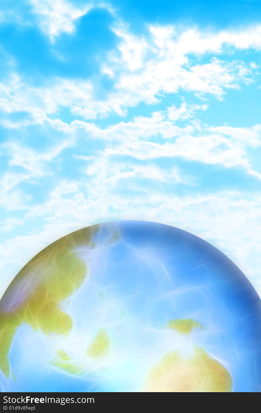 Abstract scene with globe on the background. Abstract scene with globe on the background