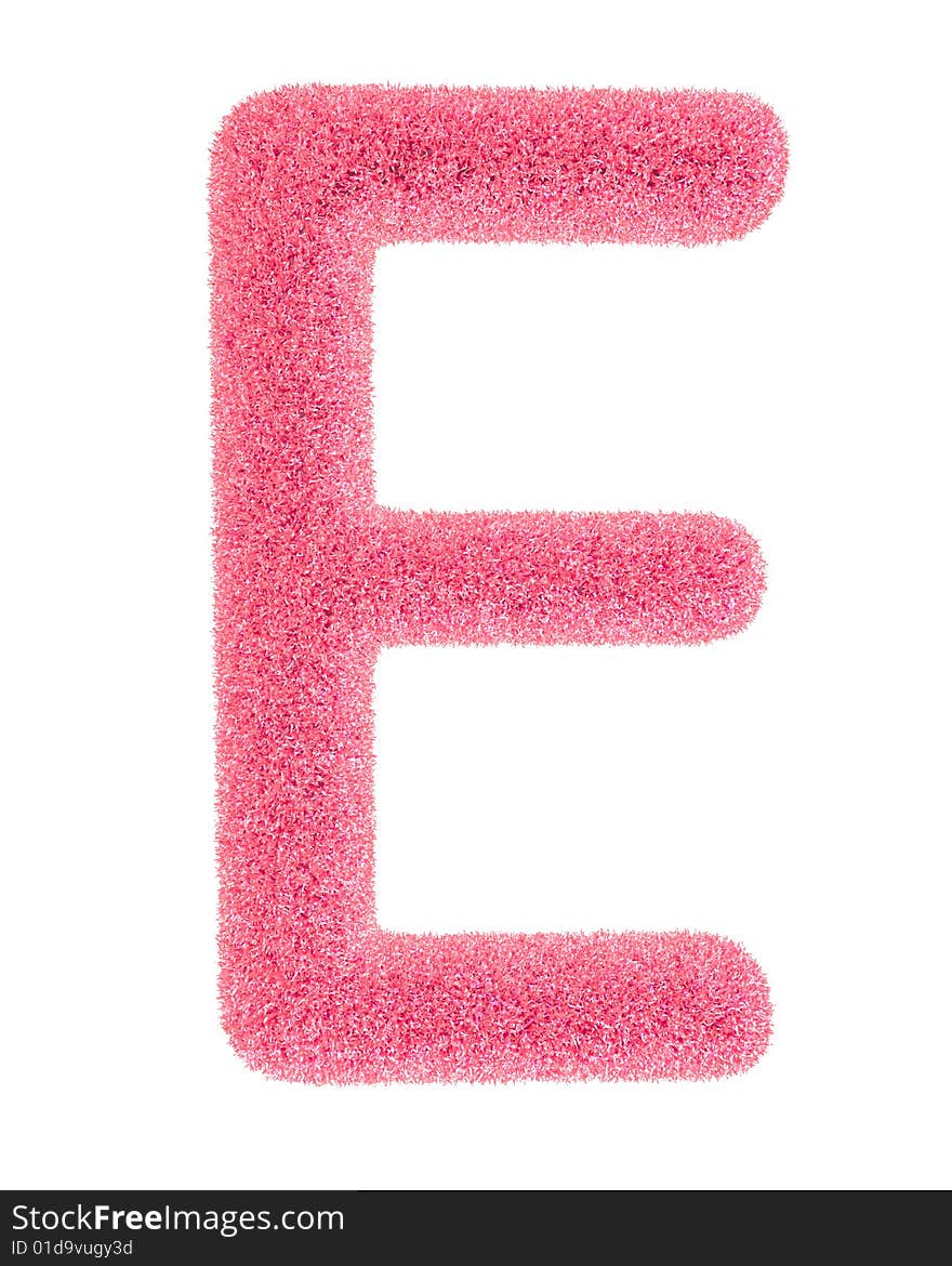 Furry pink letter isolated on the white backround. Including clipping path.