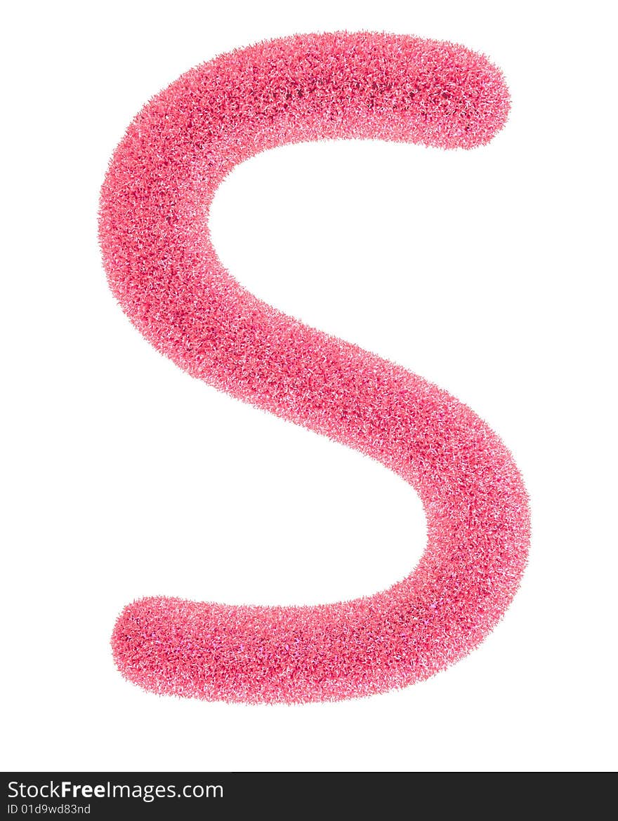 Furry pink letter isolated on the white backround. Including clipping path.