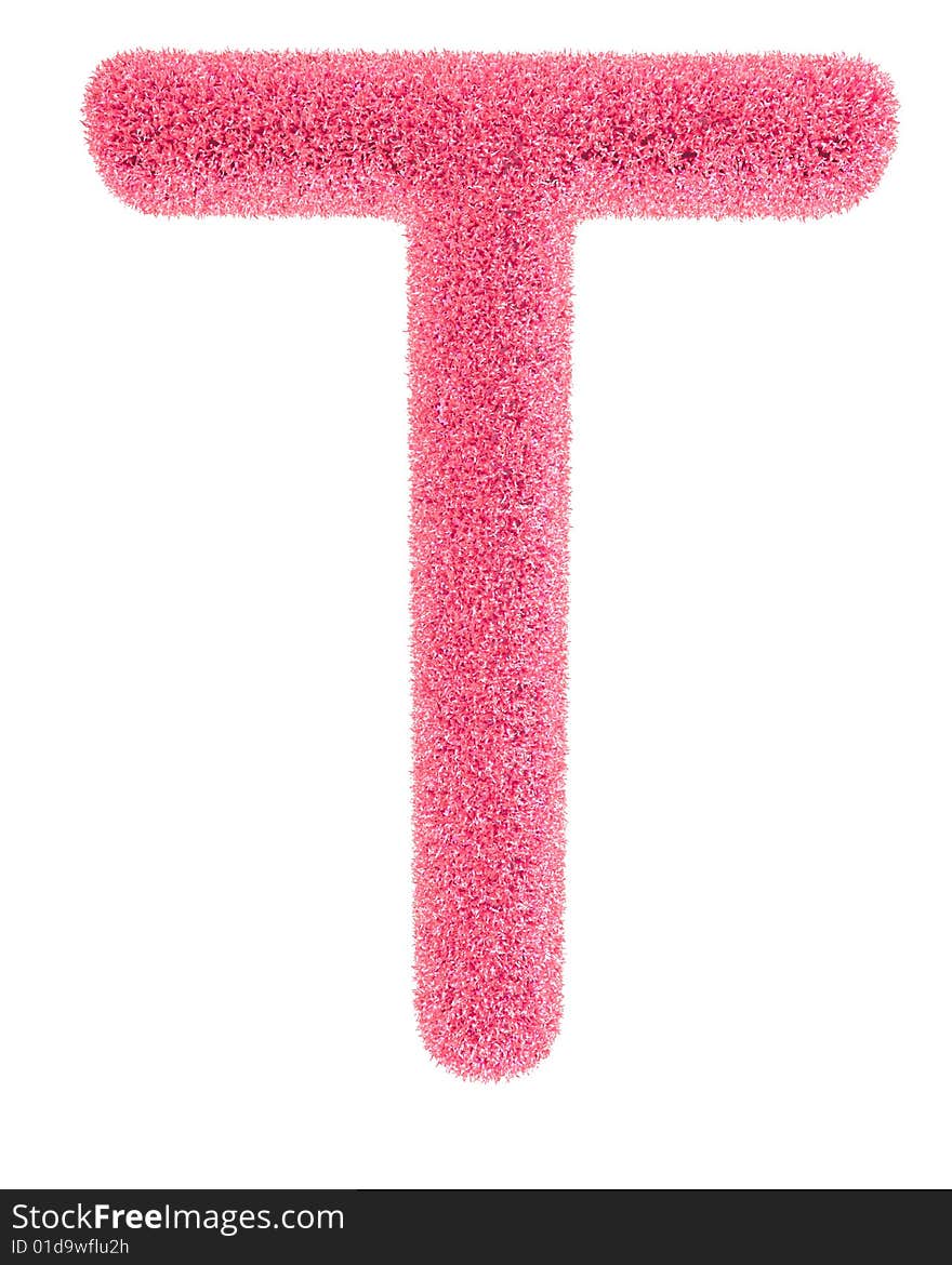 Furry pink letter isolated on the white backround. Including clipping path.