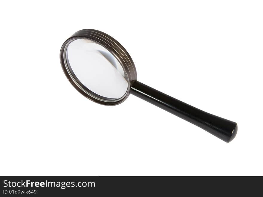 A simple magnifying glass over white background