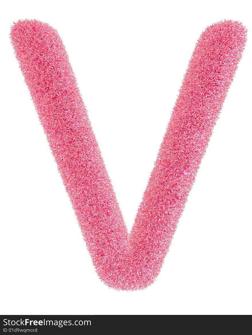 Furry pink letter isolated on the white backround. Including clipping path.