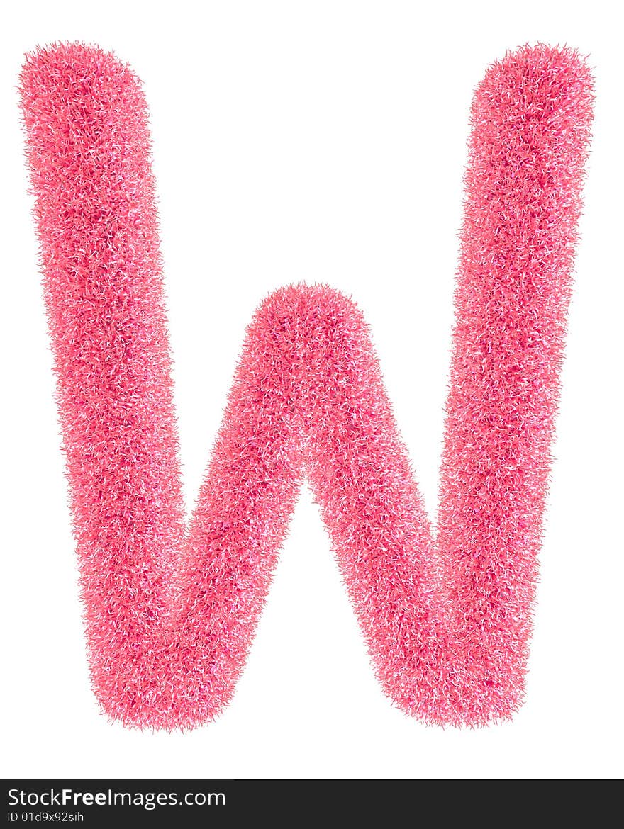 Furry pink letter isolated on the white backround. Including clipping path.