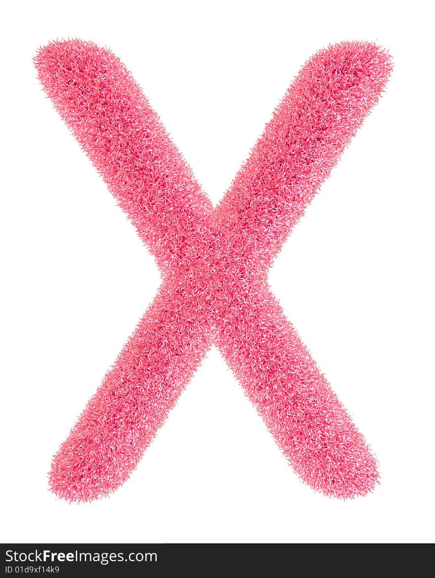 Furry pink letter isolated on the white backround. Including clipping path.